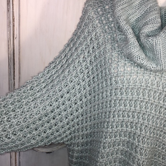 Express Slouchy Oversized Dolman Long Sleeves Open Knit Mint Green Sweater S/M - Picture 6 of 11